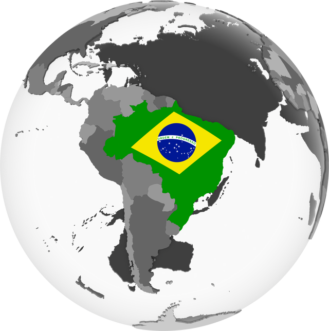 Brazil with Flag on Globe Isolated